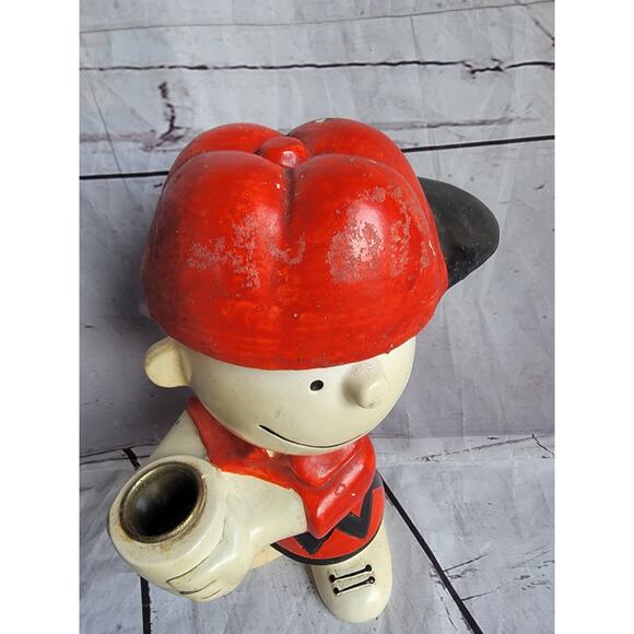 Charlie Brown Red Baseball Cap Hallmark Candle Holder Vintage Chalkware READ - Picture 4 of 7